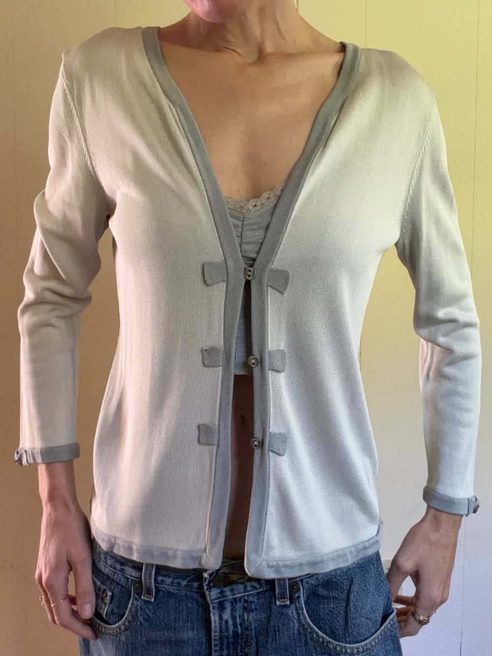 Y2K vintage silk and rayon cardigan minimalist old money